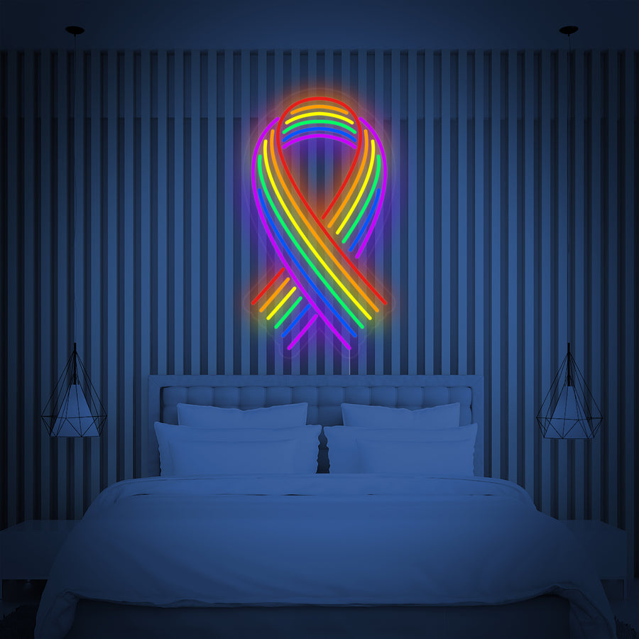 "LGBT Ribbon Rainbow" Neon Sign
