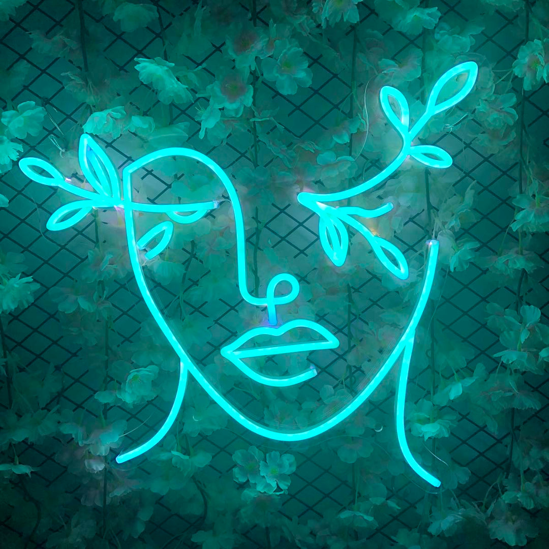 "Leaves Woman Face" Neon Sign