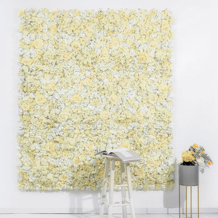Luxury Yellow and White Rose Flowers Wall, Rose Flowers Backdrop
