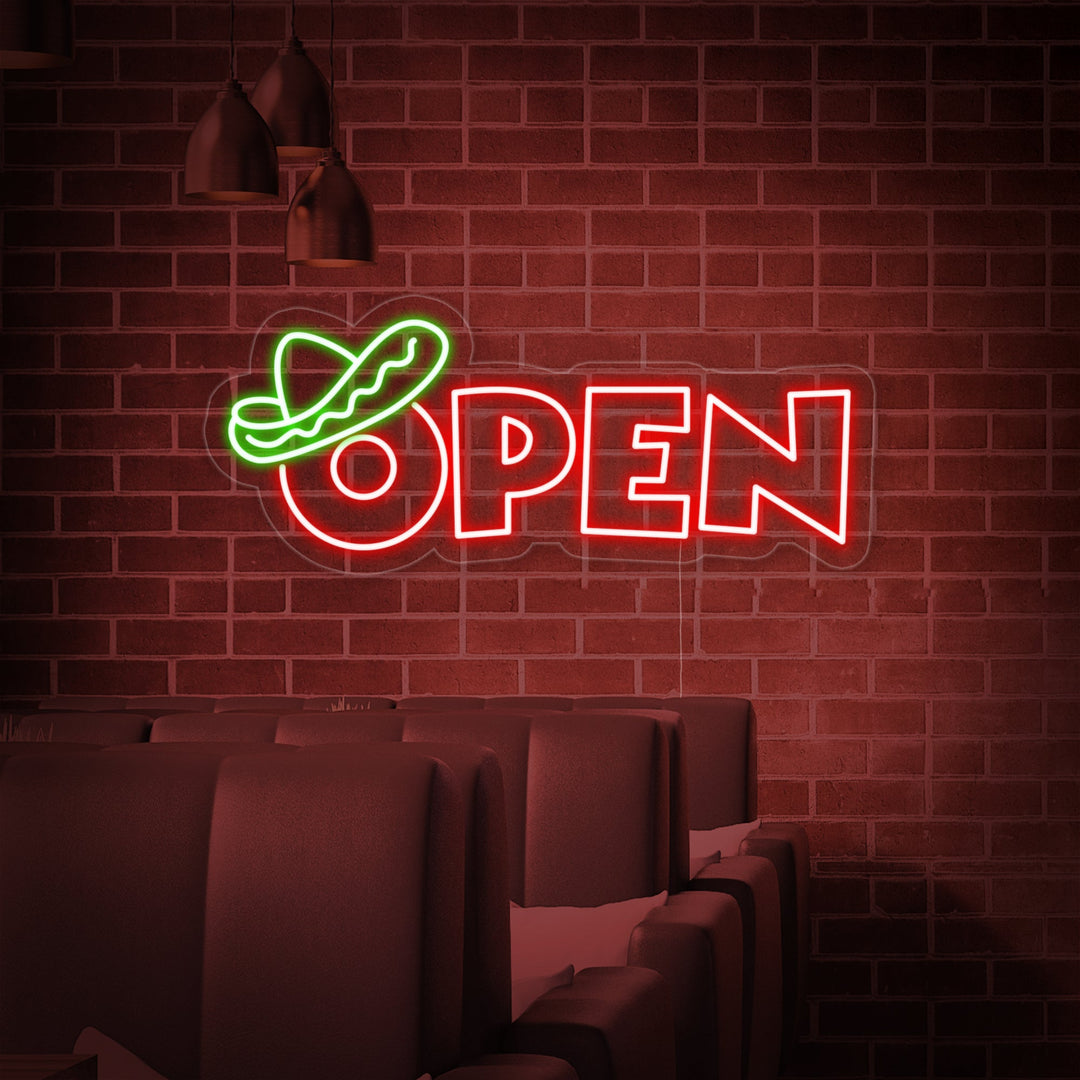 "MEXICAN FOOD OPEN" Neon Sign
