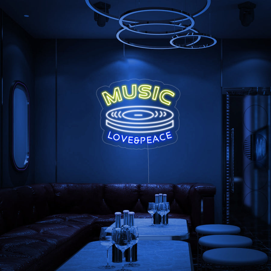 "MUSIC LOVE PEACE" Neon Sign