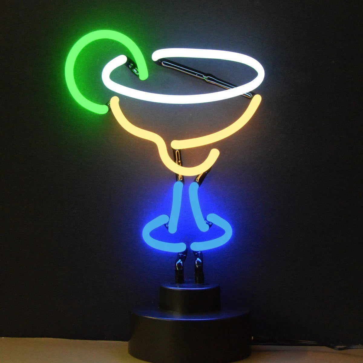 "Margarita" table neon sign, real glass tubing on a black base.