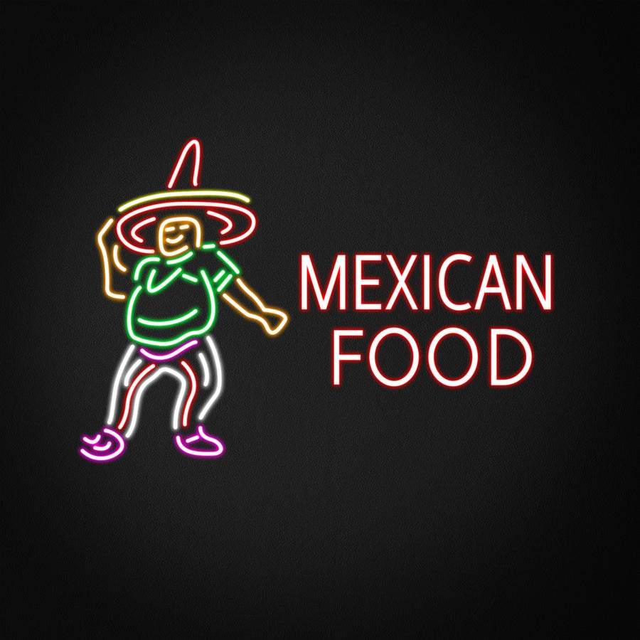 "Mexican Food Man Logo" Neon Sign