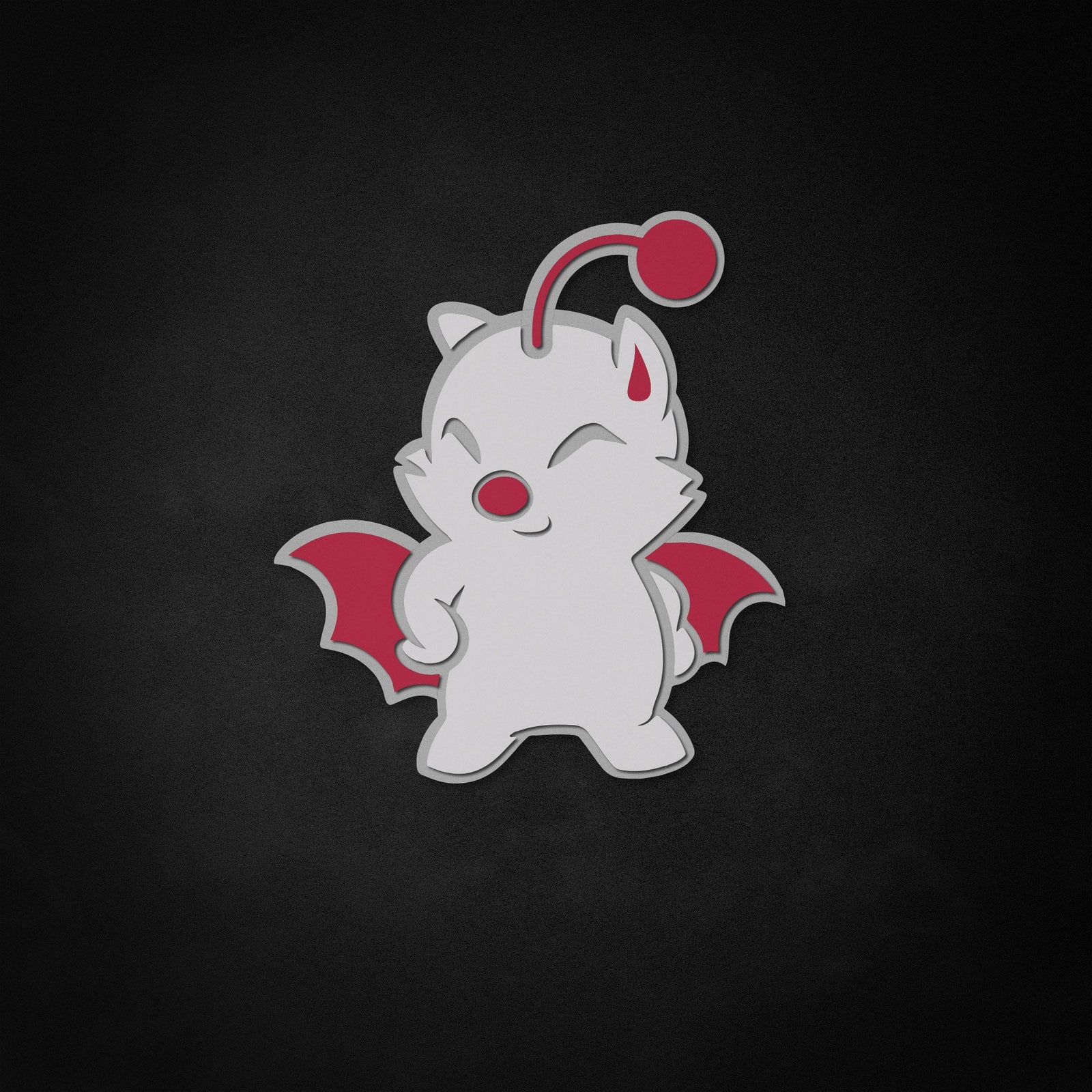 A detailed graphical illustration of a Moogle character, showing its features.