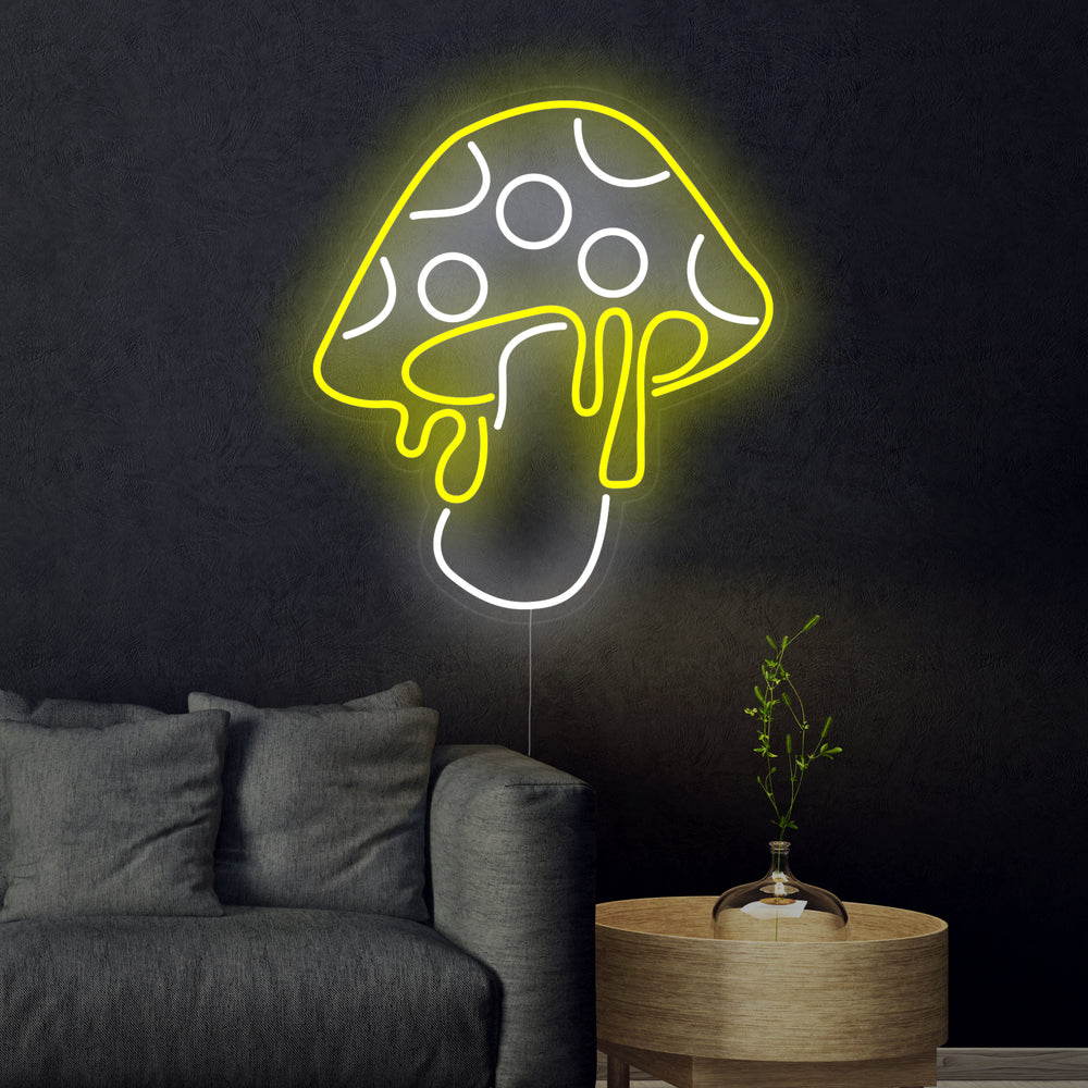 A clean visualization of the 'Mushroom Dripping' neon sign design against a simple background.