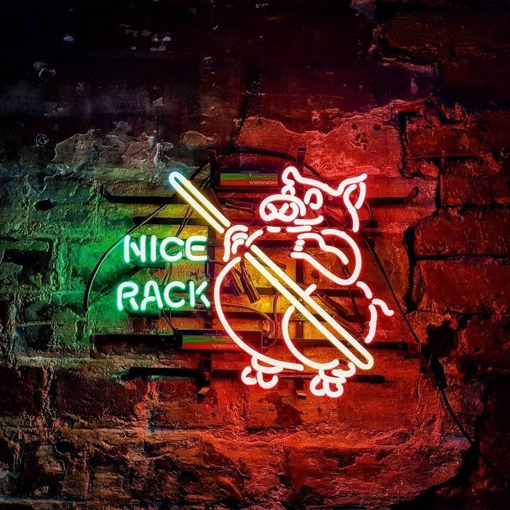 "Nice Rack" Neon Sign, Billiards Neon Sign, Billiards Bar Neon Sign
