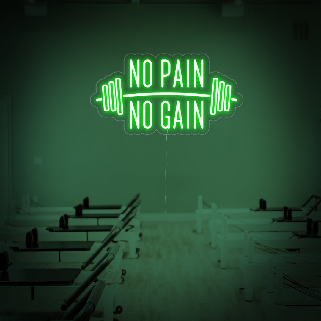 "No Pain No Gain, Gym Decor, Gym Quotes, Fitness Quotes, Workout Quotes" Neon Sign
