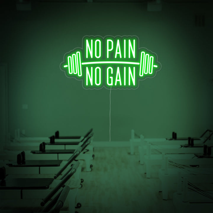 "No Pain No Gain, Gym Decor, Gym Quotes, Fitness Quotes, Workout Quotes" Neon Sign