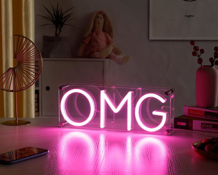 "OMG" Desk LED Neon Sign