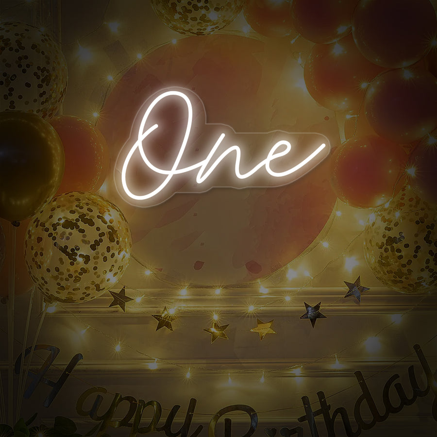 "One First Birthday Decor" Neon Sign