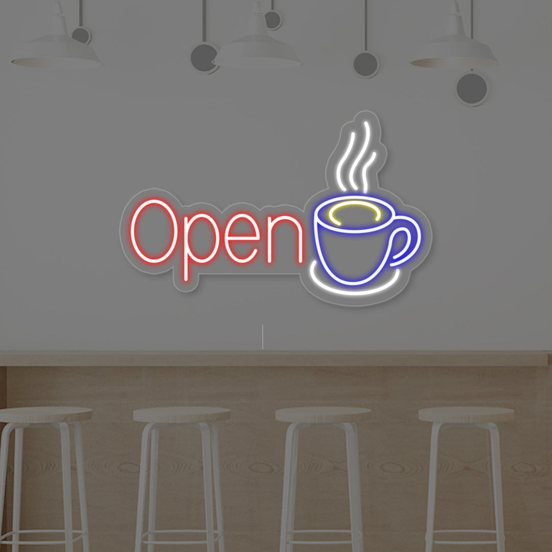 "Open Coffee Cup" Neon Sign