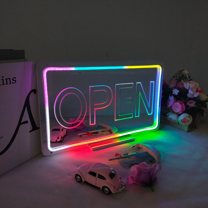 "Open, Dreamy Color Changing" Mirror Neon Sign