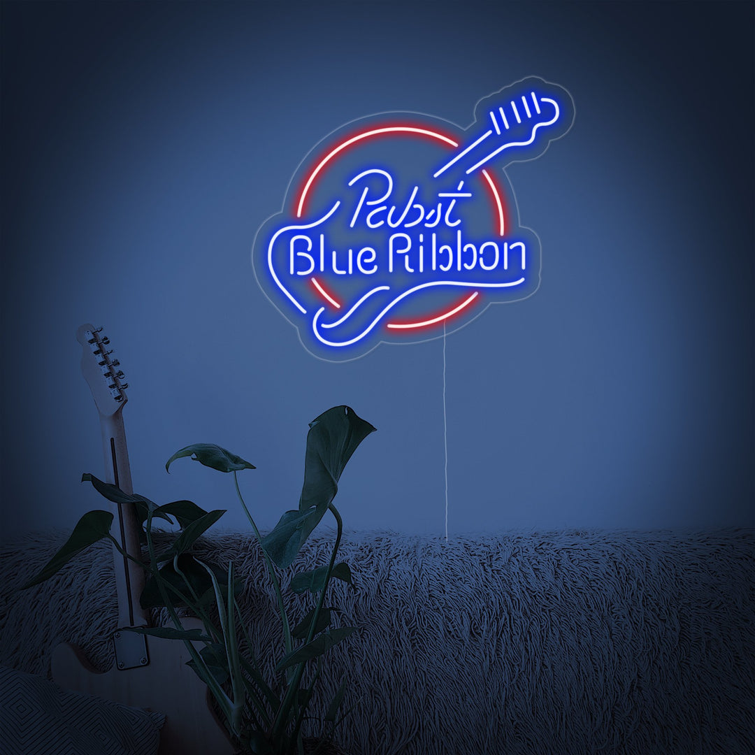 "Pabst Blue Ribbon Guitar" Neon Sign