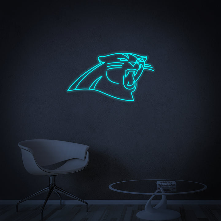 Digital mockup showing the graphic design of the Panthers neon sign