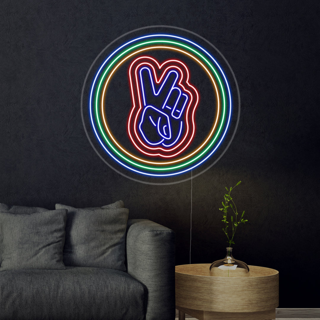 "Peace with Circle" Neon Sign