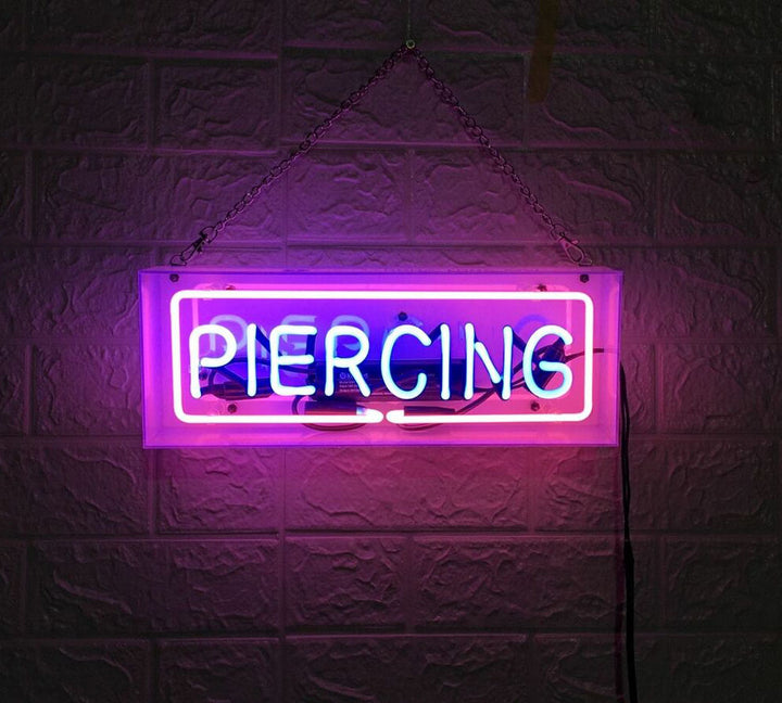"Piercing" Acrylic Box Neon Sign, Glass Neon Sign, Table Neon Sign