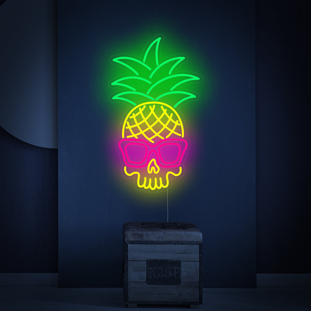 "Pineapple Skull" Neon Sign