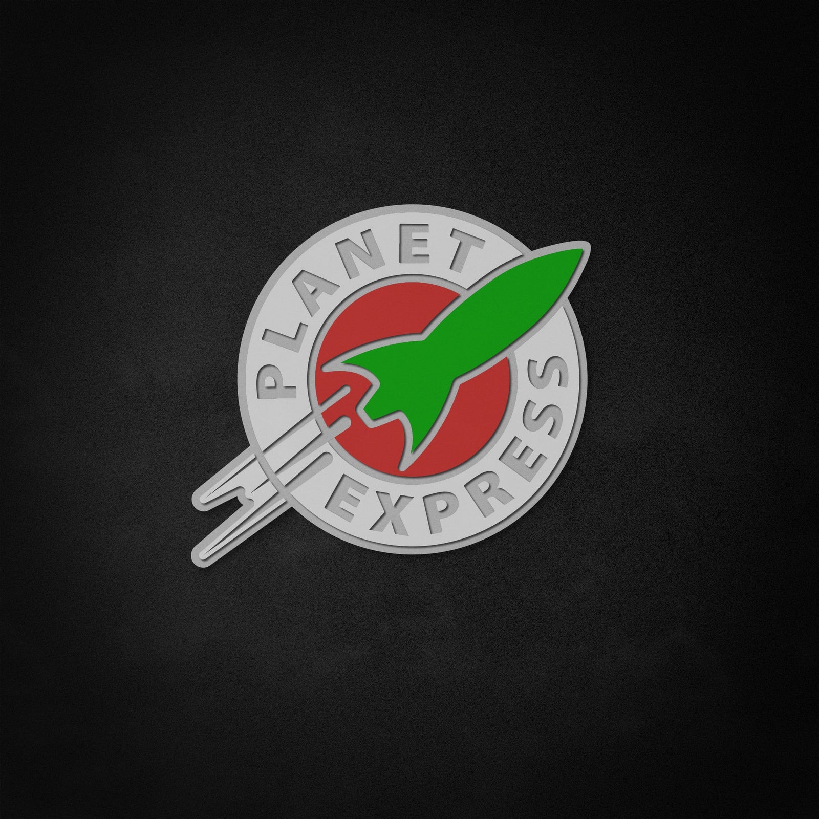 Graphic representation of the Planet Express logo as a neon sign.