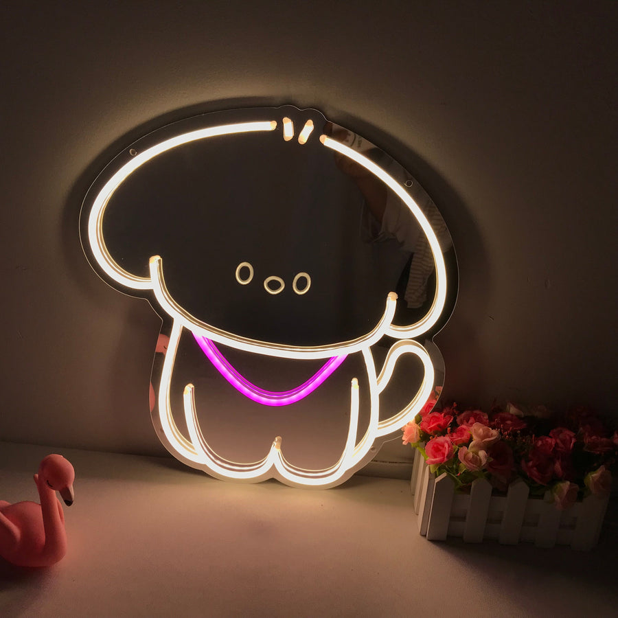 "Puppy Dog, Cartoon, Dreamy Color Changing" Mirror Neon Sign