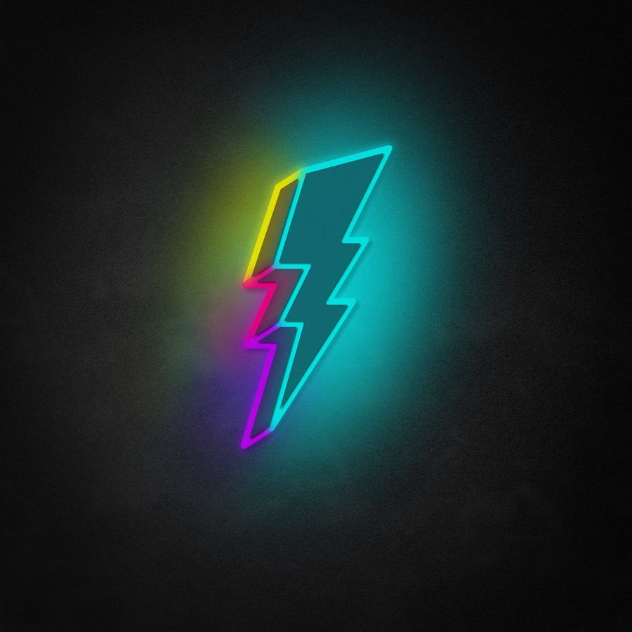 "Rock And Roll Symbol, Lightning Patch" Neon Like Sign