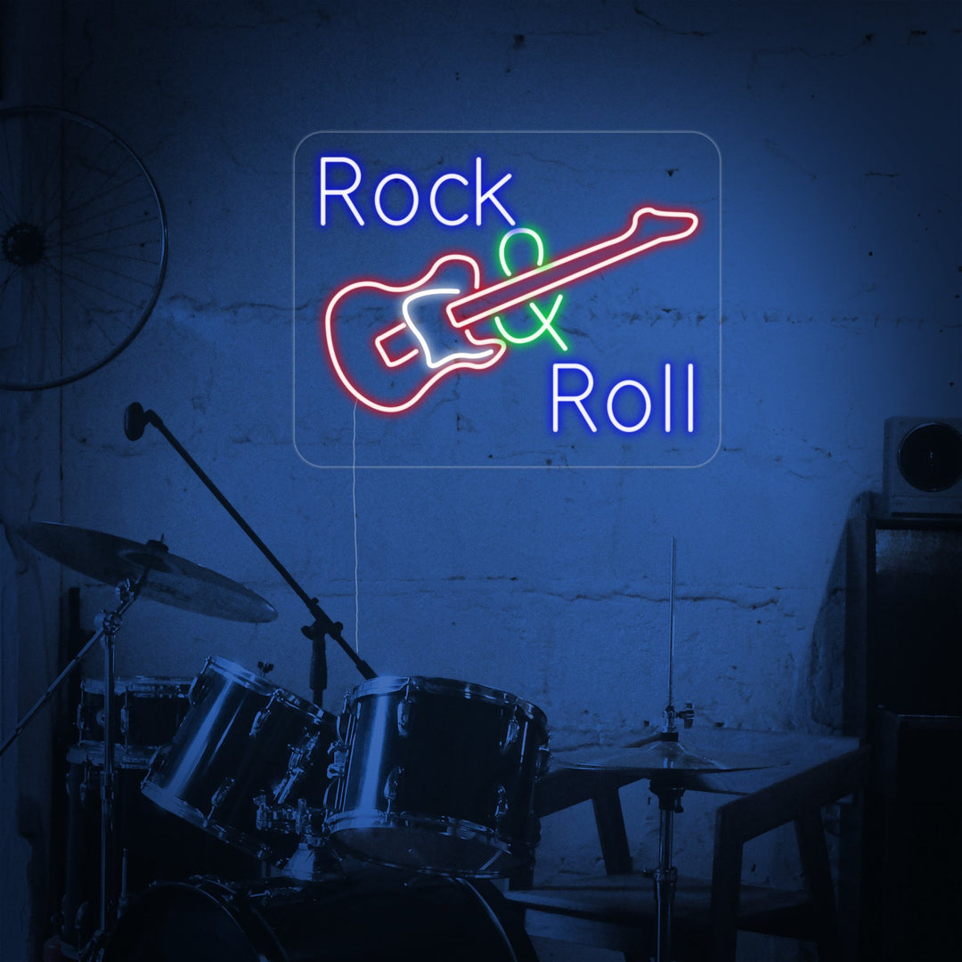 "Rock And Roll With Guitar " Neon Sign