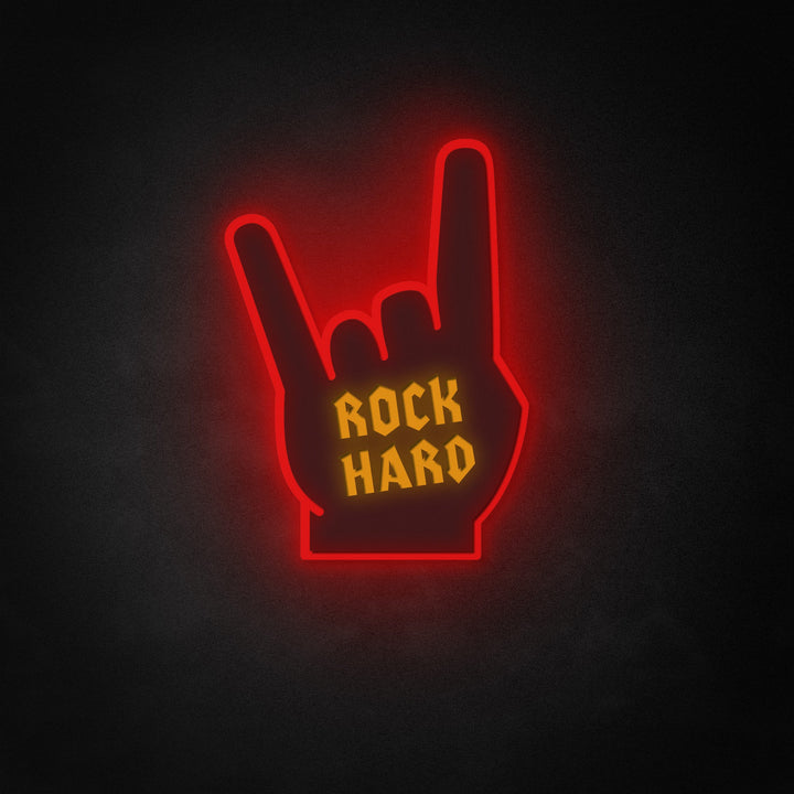 "Rock Hard, Rock And Roll, Fan Gestures" Neon Like Sign