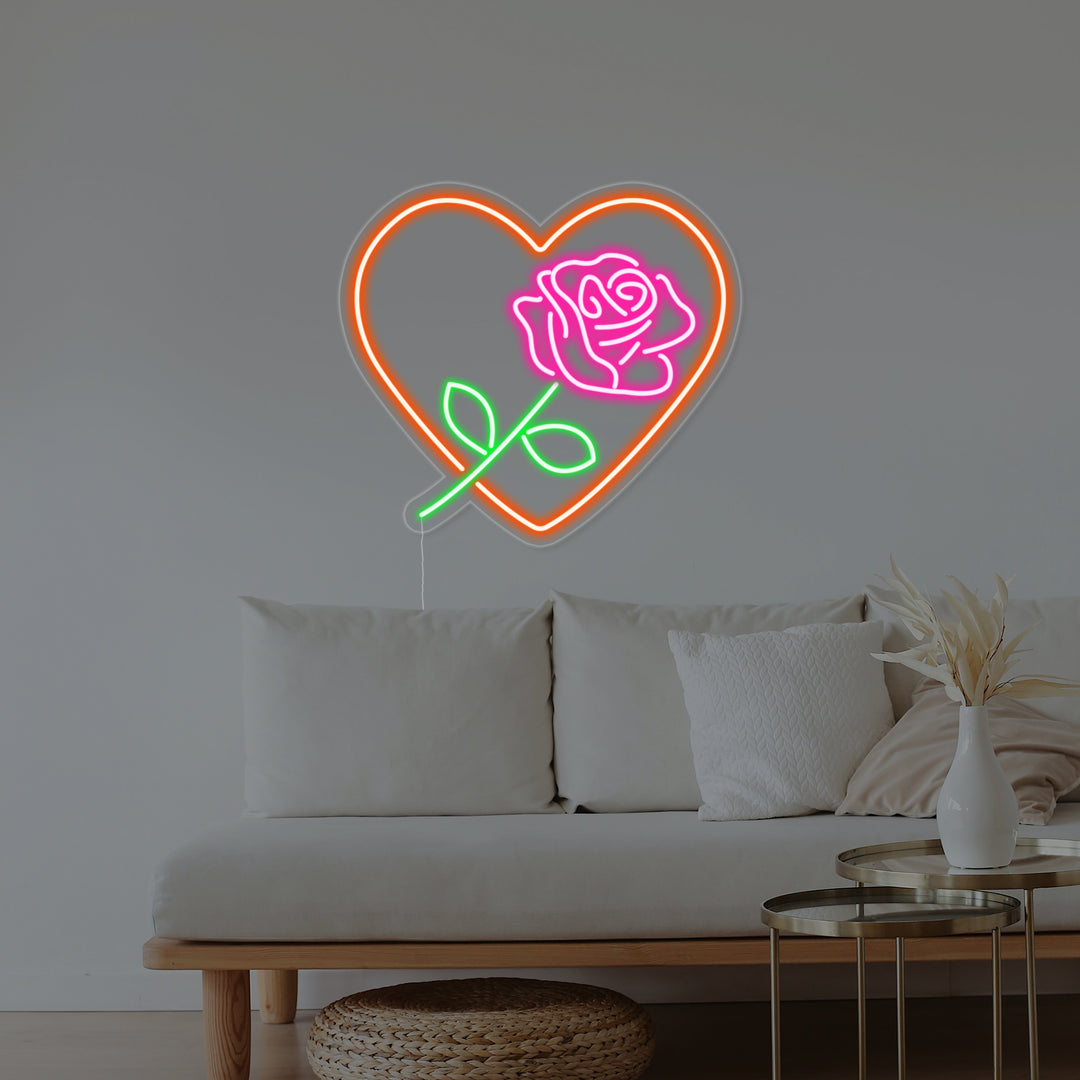 "Rose Love Flower" Neon Sign