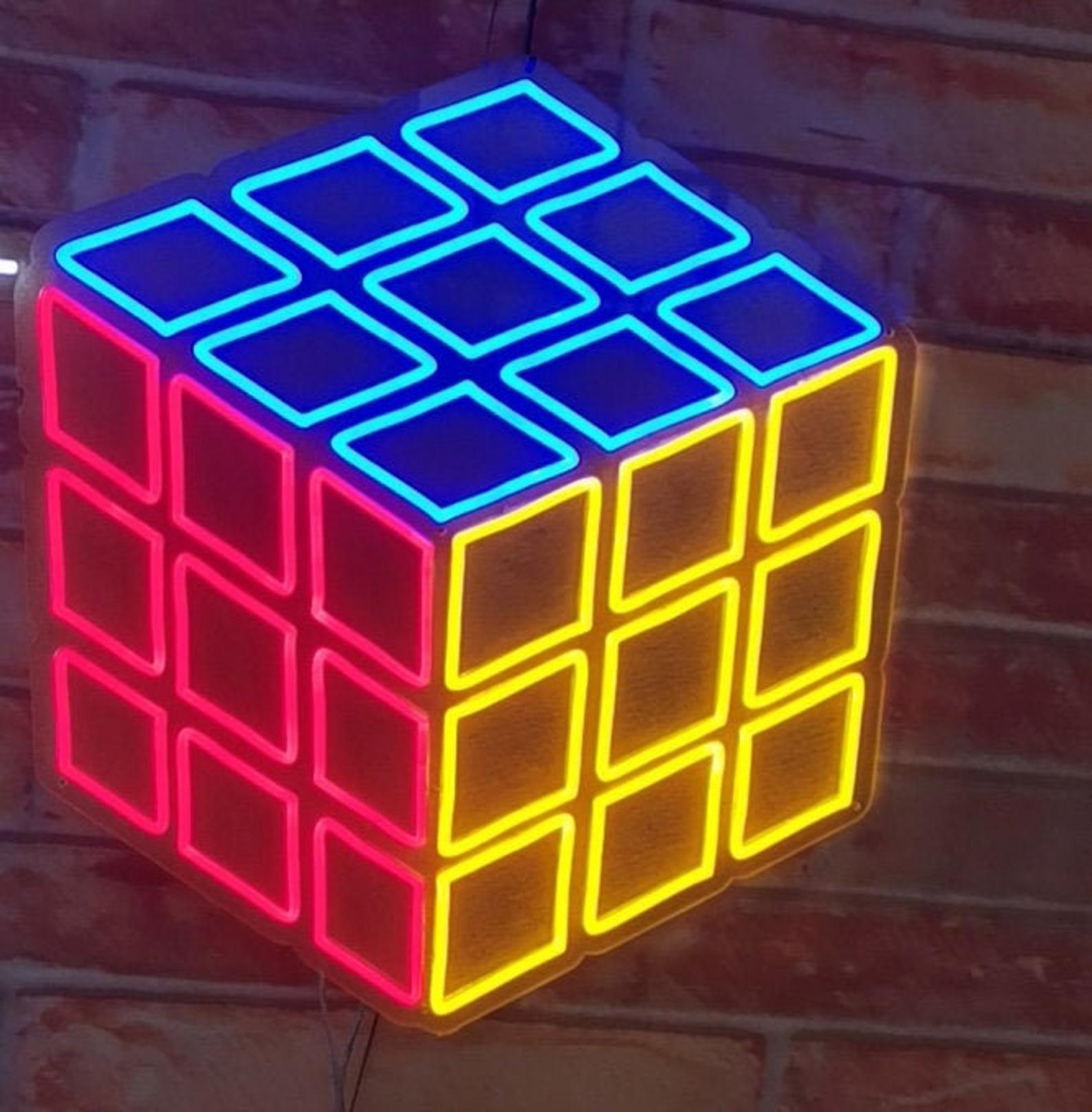 Rubiks Cube Neon Sign, LED Rubiks Cube Light neon sign product image