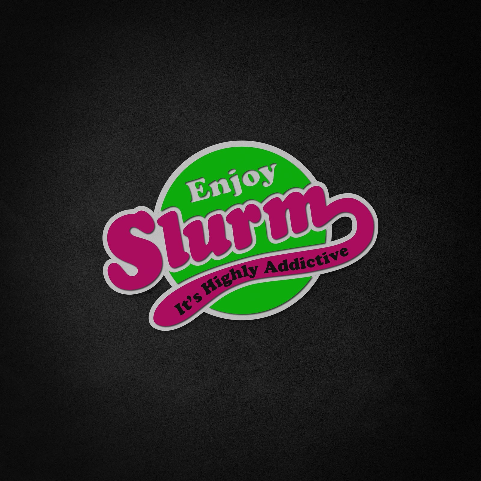 Detailed graphic illustration of the Slurm logo and bottle art for a custom neon sign design.