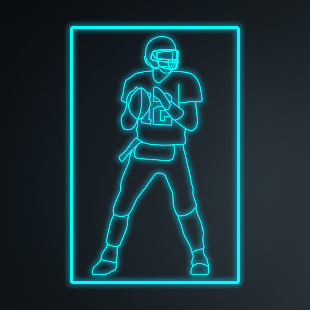 "Sports American Football Player 12" Mini Neon Sign