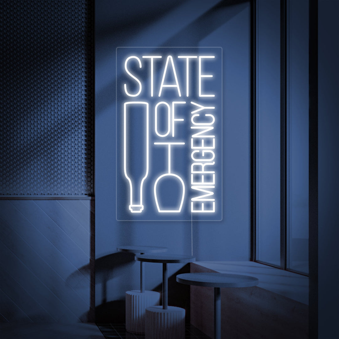 "State Of Emergency Wine Bar" Neon Sign