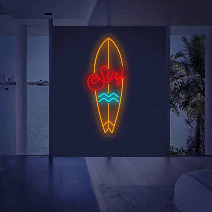 The original flat graphic design source for the surfboard neon sign.