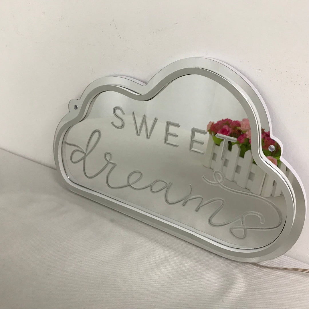 "Sweet Dreams, Dreamy Color Changing" Mirror Neon Sign