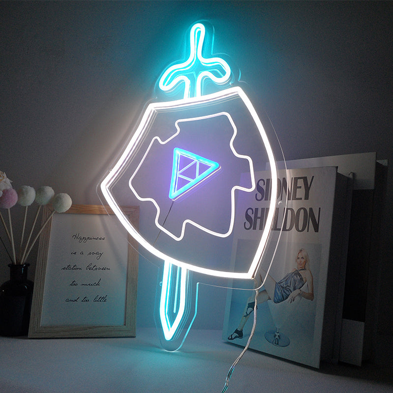 "Sword & Shield, Game Wall Art" Mini Neon Sign