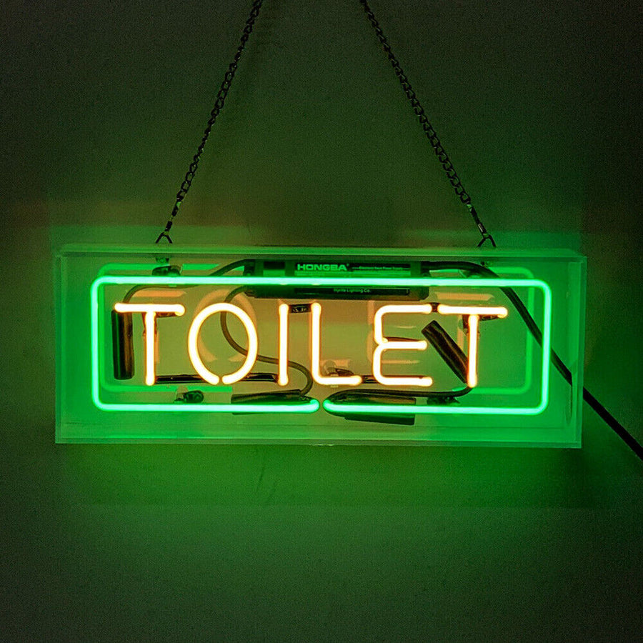 "Toliet" Acrylic Box Neon Sign, Glass Neon Sign, Table Neon Sign