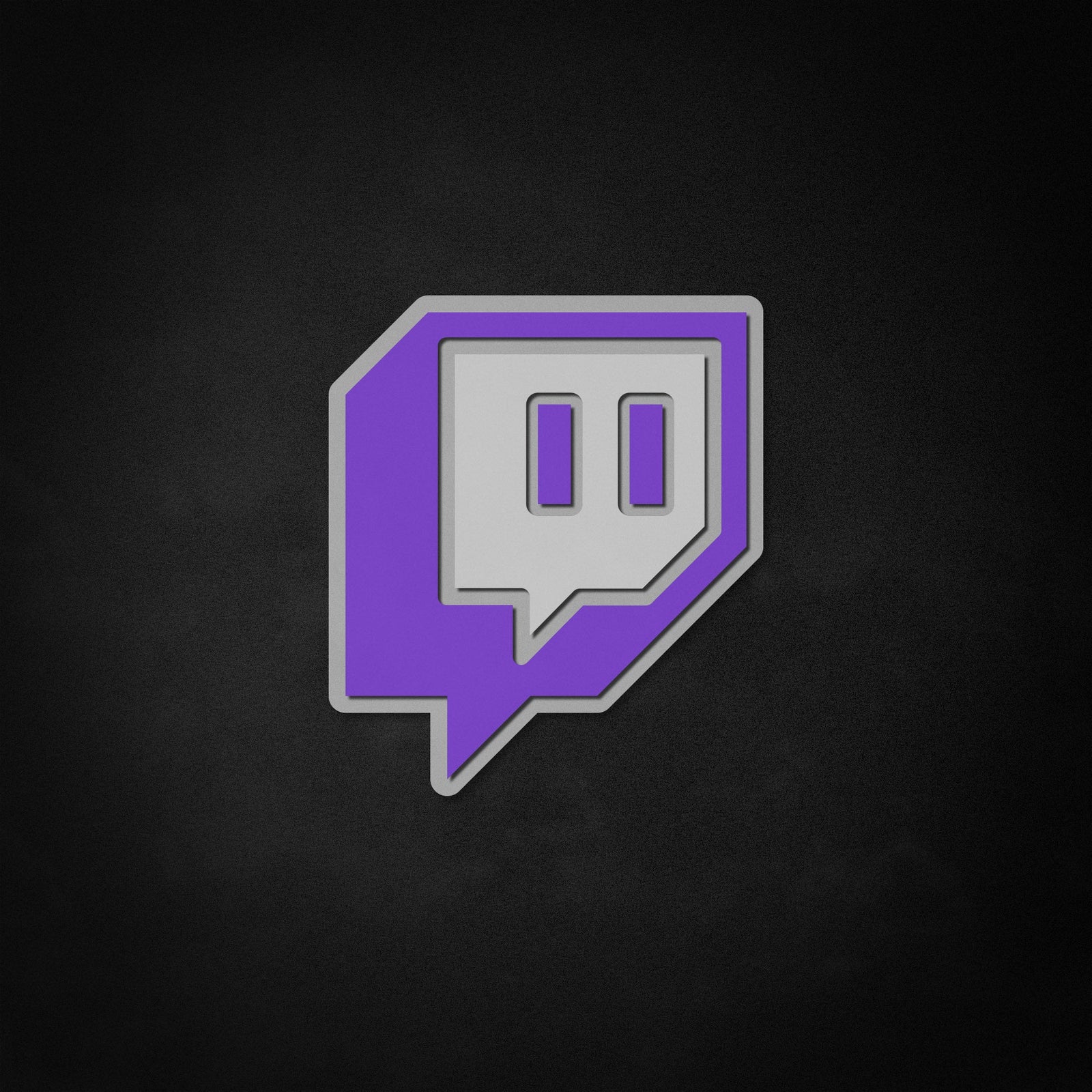 A clean graphic rendering of the Twitch logo as a neon sign concept.