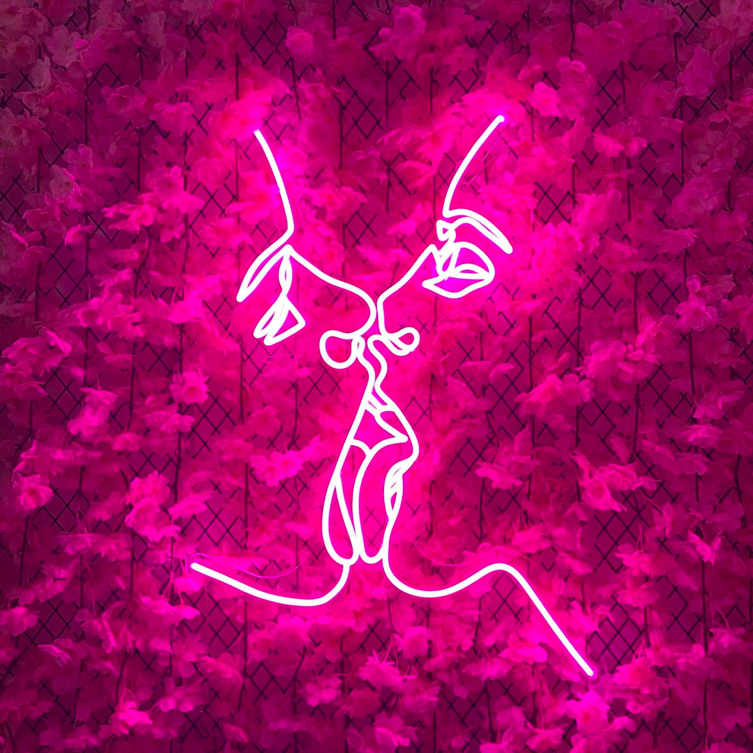 "Two Faces Kiss" Neon Sign