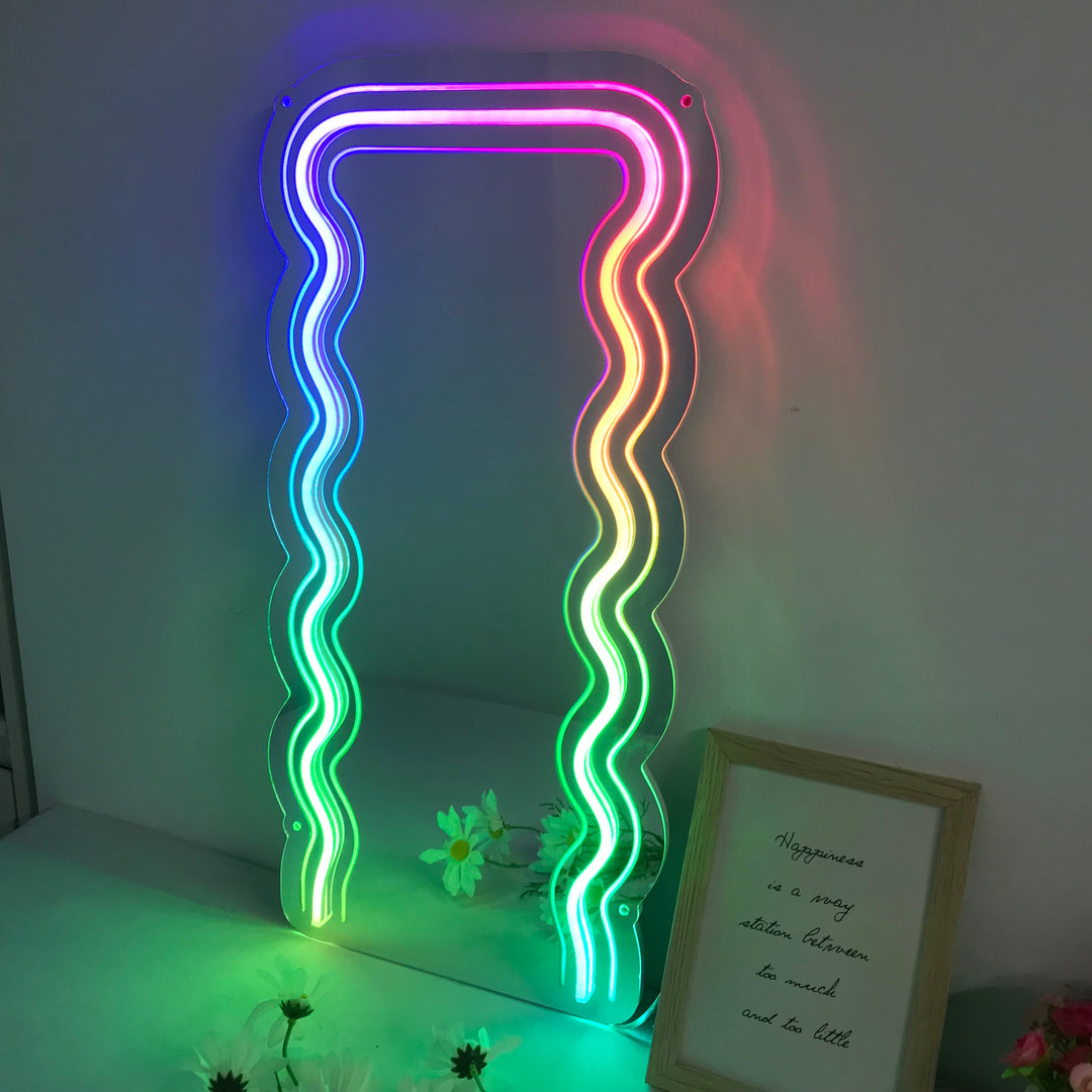 "Wavy, Dreamy Color Changing" Mirror Neon Sign