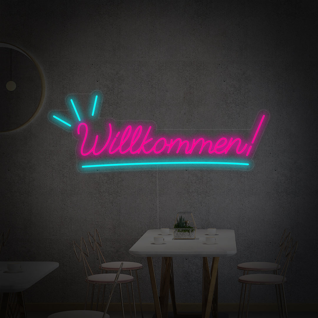 "Willkommen Welcome Germany" Neon Sign