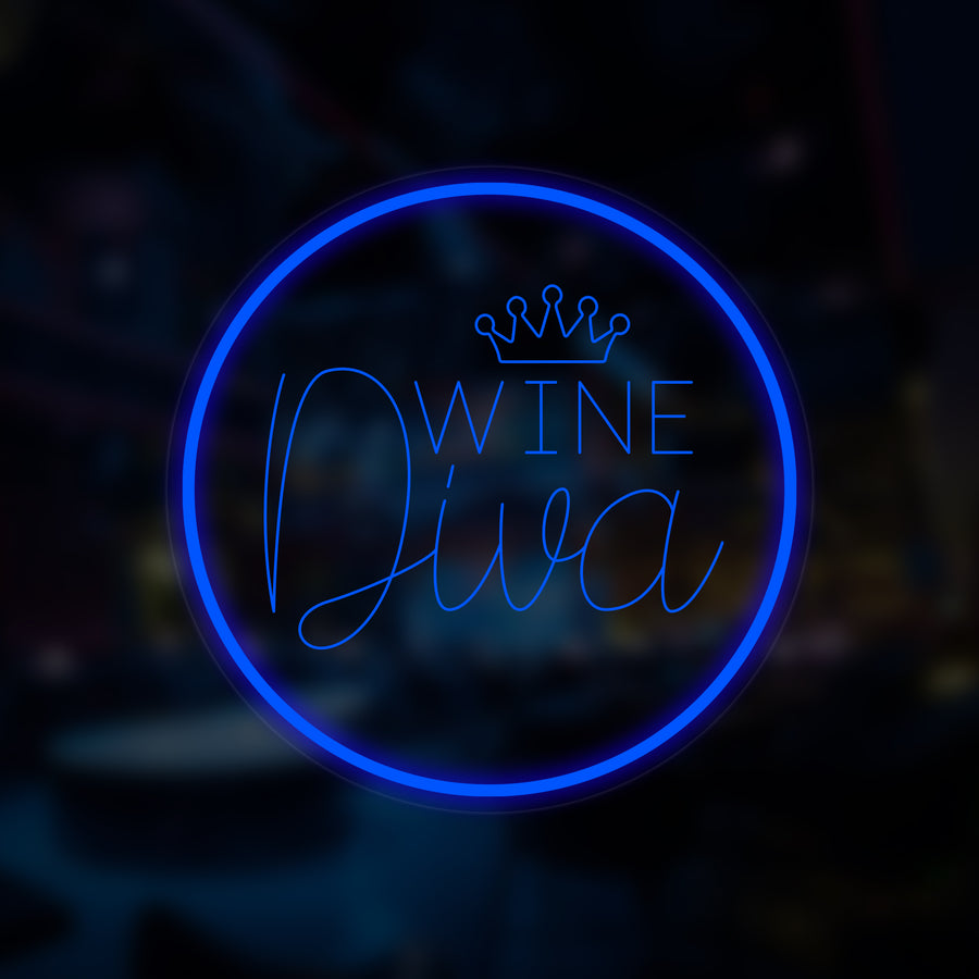 "Wine Diva Crown" Mini Neon Sign