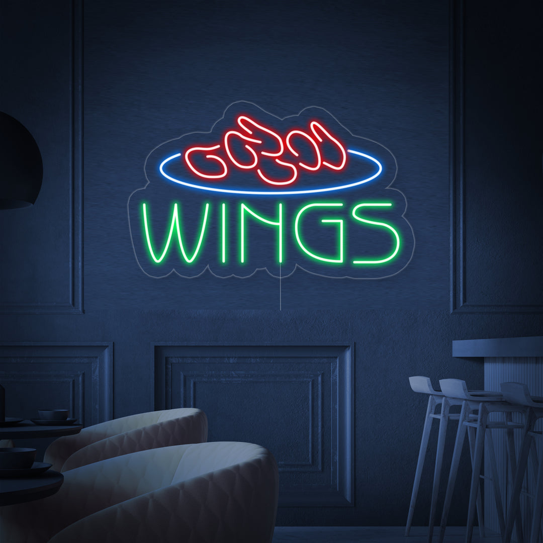 "Wings Food" Neon Sign