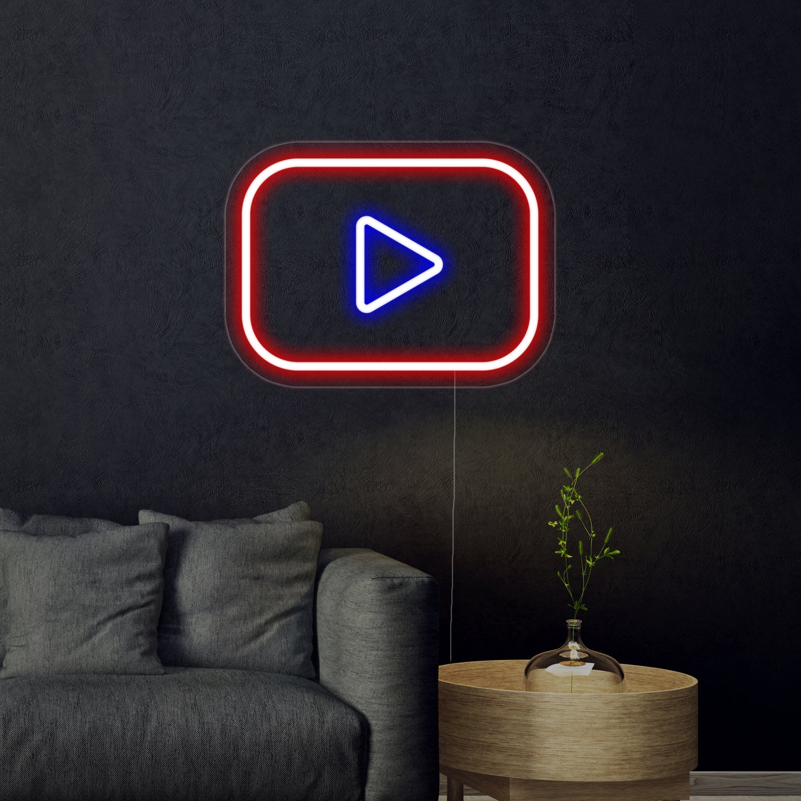 Close-up of a YouTube Logo neon sign design