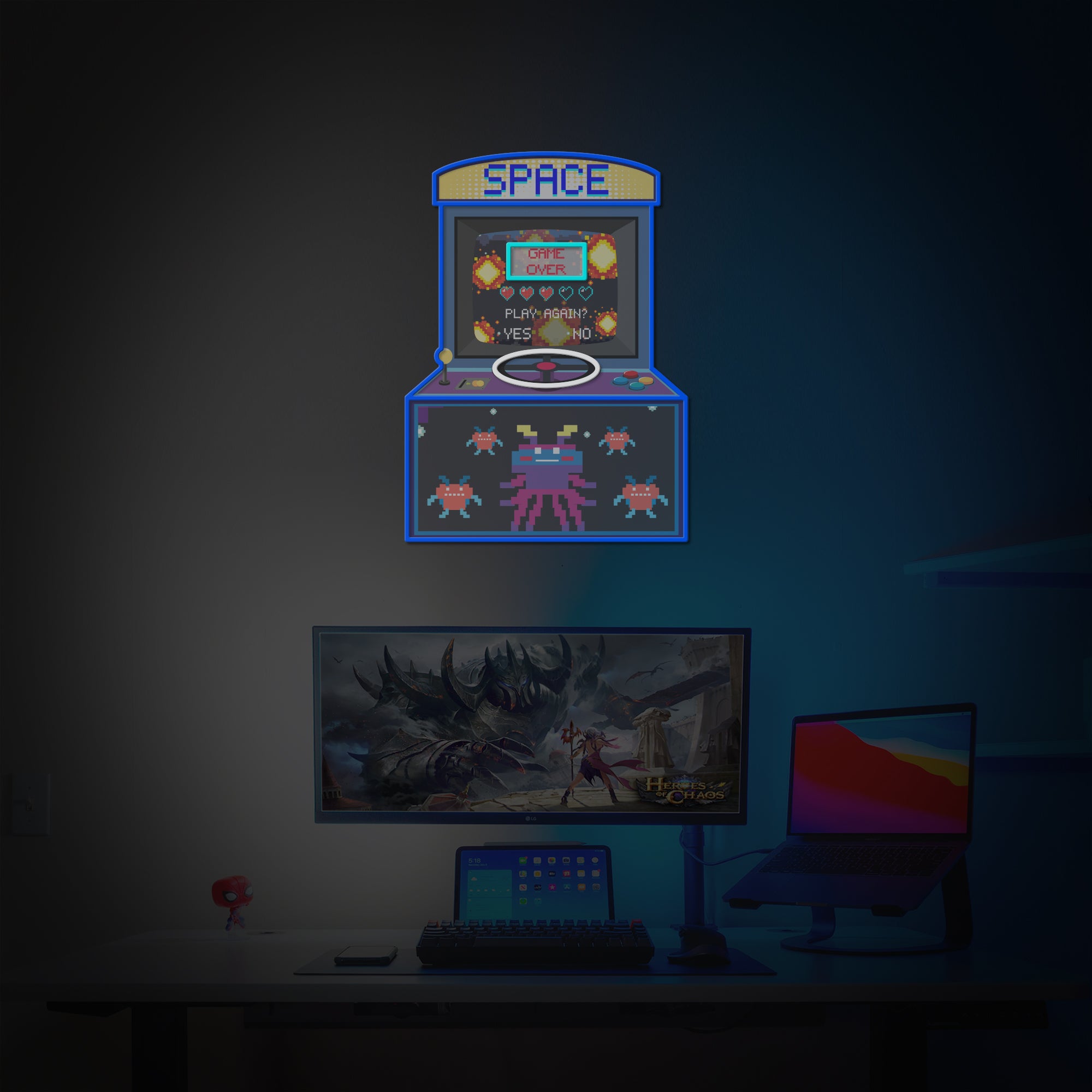 "Arcade Game Machine", Game Room Décor, LED Neon Sign 2.0, Luminous UV Printed