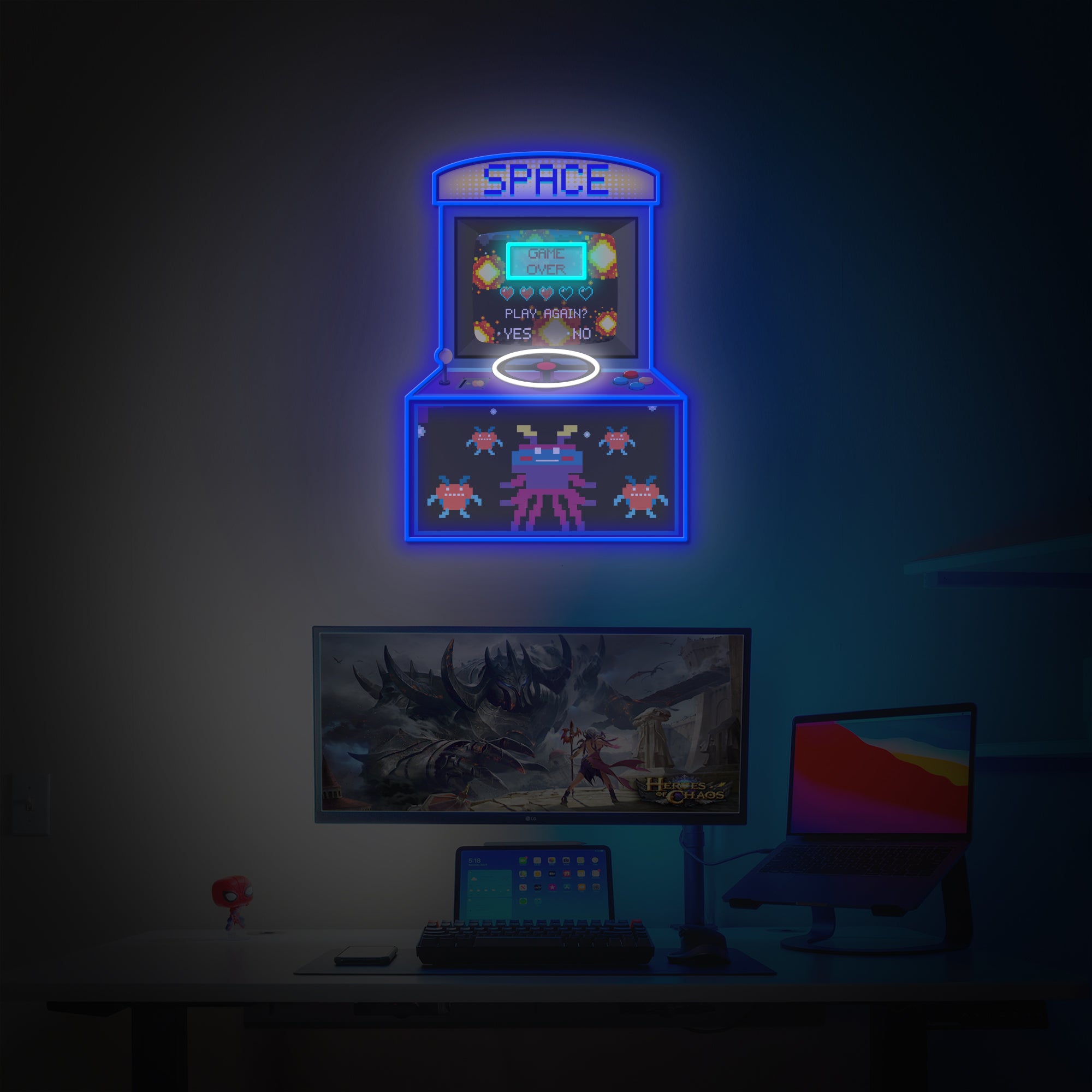 "Arcade Game Machine", Game Room Décor, LED Neon Sign 2.0, Luminous UV Printed