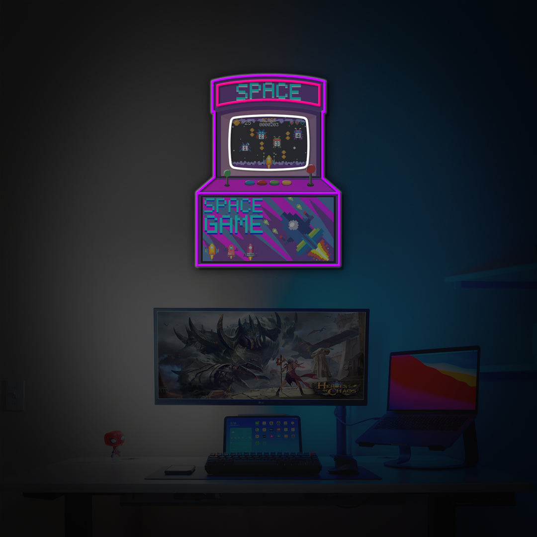 "Arcade Space Game Machine" Game Room Decor, LED Neon Sign 2.0, Luminous UV Printed