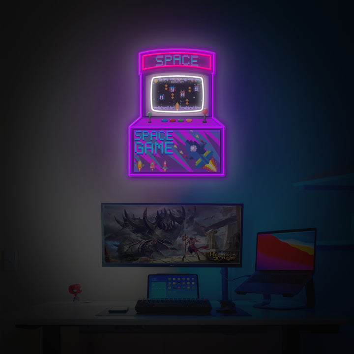 "Arcade Space Game Machine" Game Room Decor, LED Neon Sign 2.0, Luminous UV Printed