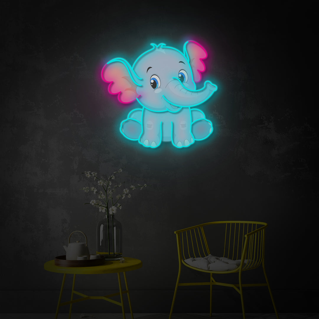 "Baby Elephant" LED Neon Sign 2.0, Luminous UV Printed