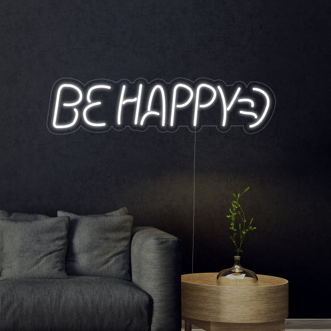 "Be Happy" Neon Sign