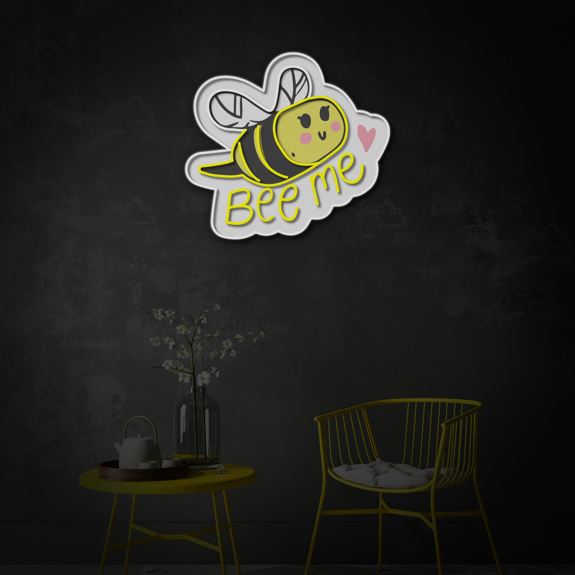"Bee Me" LED Neon Sign 2.0, Luminous UV Printed