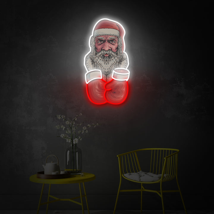 "Boxing Santa", Room Décor, Neon Wall Art, LED Neon Sign 2.0, Luminous UV Printed